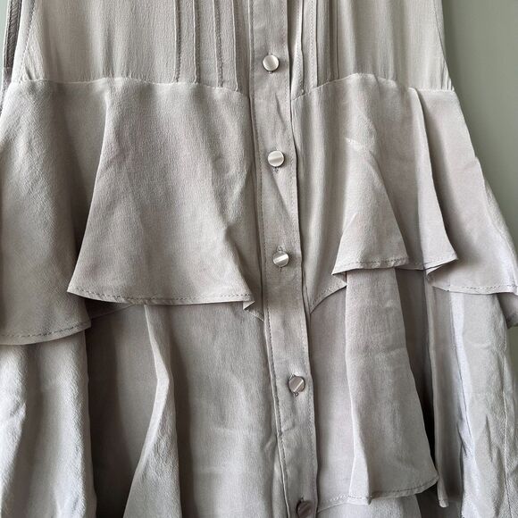 Anthropologie Ya Da Sleeveless Tunic Top Women Large 100% Silk Layered Luxury - Picture 5 of 12